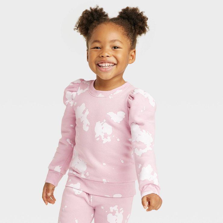 Grayson Mini Toddler Girls' Tie-Dye Puff Sleeve Sweatshirt - Pink | Target