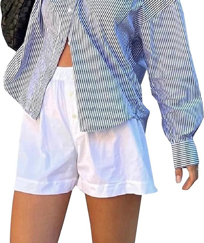 Summer Plaid Shorts for Women Pajama Shorts Lounge Gingham Boxer Bottom Going Out Elastic Waist W... | Amazon (US)