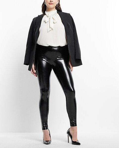 Super High Waisted Faux Patent Leather Leggings | Express
