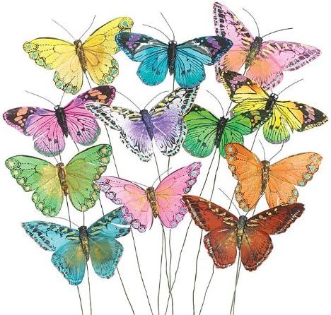 Amazon.com: Set of 12 Feather Butterflies on Picks Floral Supplies : Arts, Crafts & Sewing | Amazon (US)