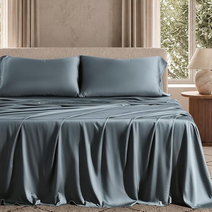 EverGrace Tencel\u2122 Sheet Set, Breathable & Cooling, Cal.King, Stormy Blue | Amazon (US)