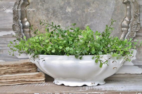 Antique White Ironstone Tureen JOHNSON BROS Compote Footed Bowl with Handles Farmhouse Decor Fixer U | Etsy (US)