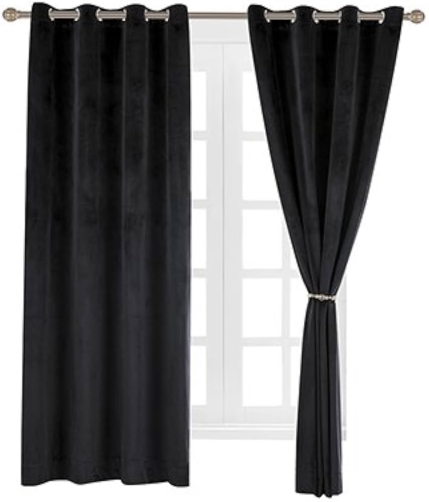 Cherry Home Set of 2 Velvet Thermal Blackout Curtain Panel Drapes Grommet Draperies Eyelet 52Wx96... | Amazon (US)
