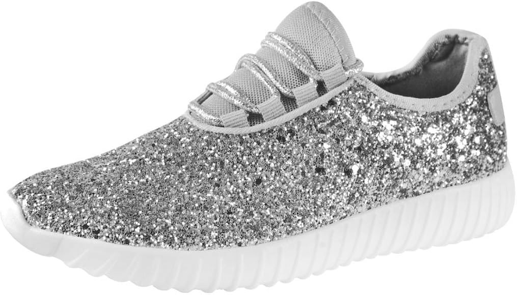Lace up Rock Glitter Fashion Tennis Sneakers Sparkly Lightweight Jogger Shoes for Women/Girl/Kids... | Amazon (US)