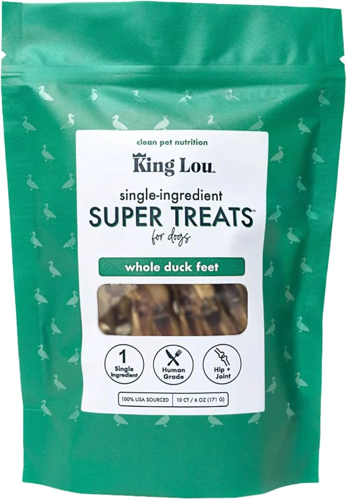 King Lou Pets - Whole Duck Feet for Dogs - Dehydrated Duck Dog Treats - USA-Made Dental Treats fo... | Amazon (US)