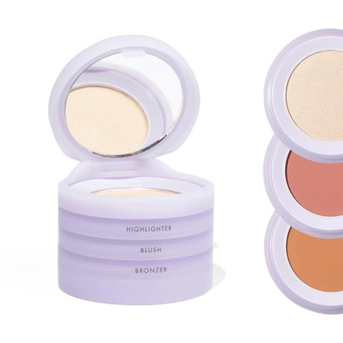 Subtl Beauty 3-in-1 travel makeup kit by subtl staks | powder blush, bronzer, and highlighter | includes mirror lid and mini brush | for medium-tan skin tones | Amazon (US)