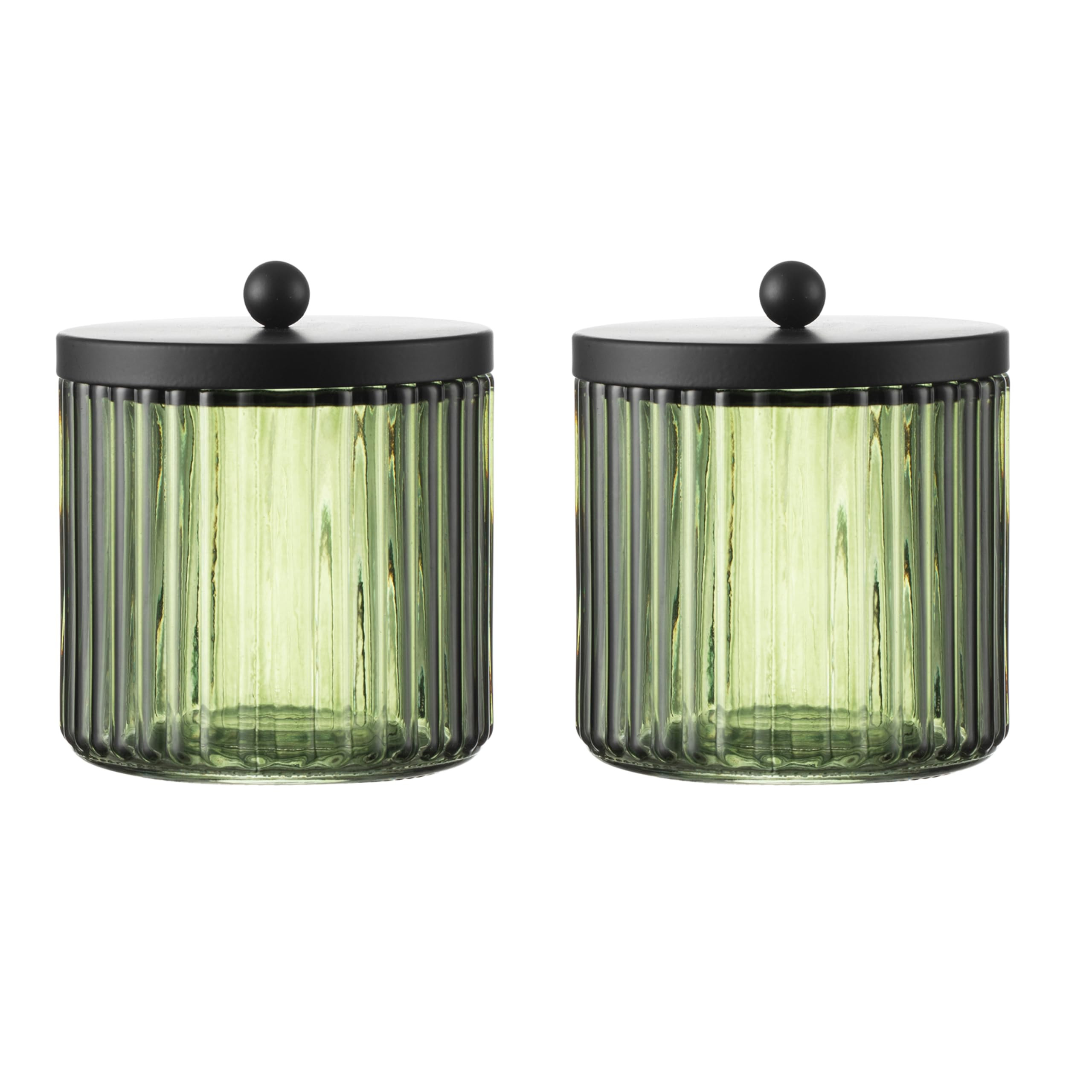 KMwares 2-Pack Glass Qtip Holder Dispenser Set for Cotton Ball, Swab, Round Pads, Floss Picks - B... | Amazon (US)