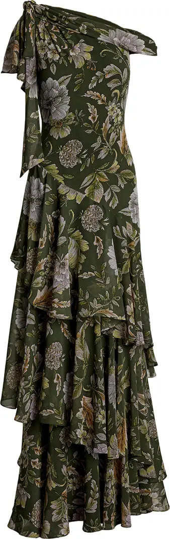 Floral One-Shoulder Georgette Gown | Nordstrom