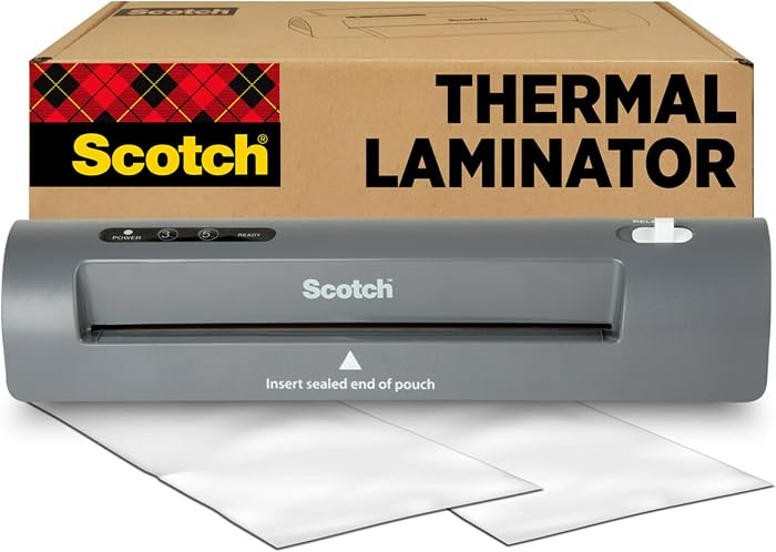 Scotch TL901X Thermal Laminator, 1 Laminating Machine, Gray, Laminate Recipe Cards, Photos and Documents, for Home, Office or School Supplies, 9 in. | Amazon (US)