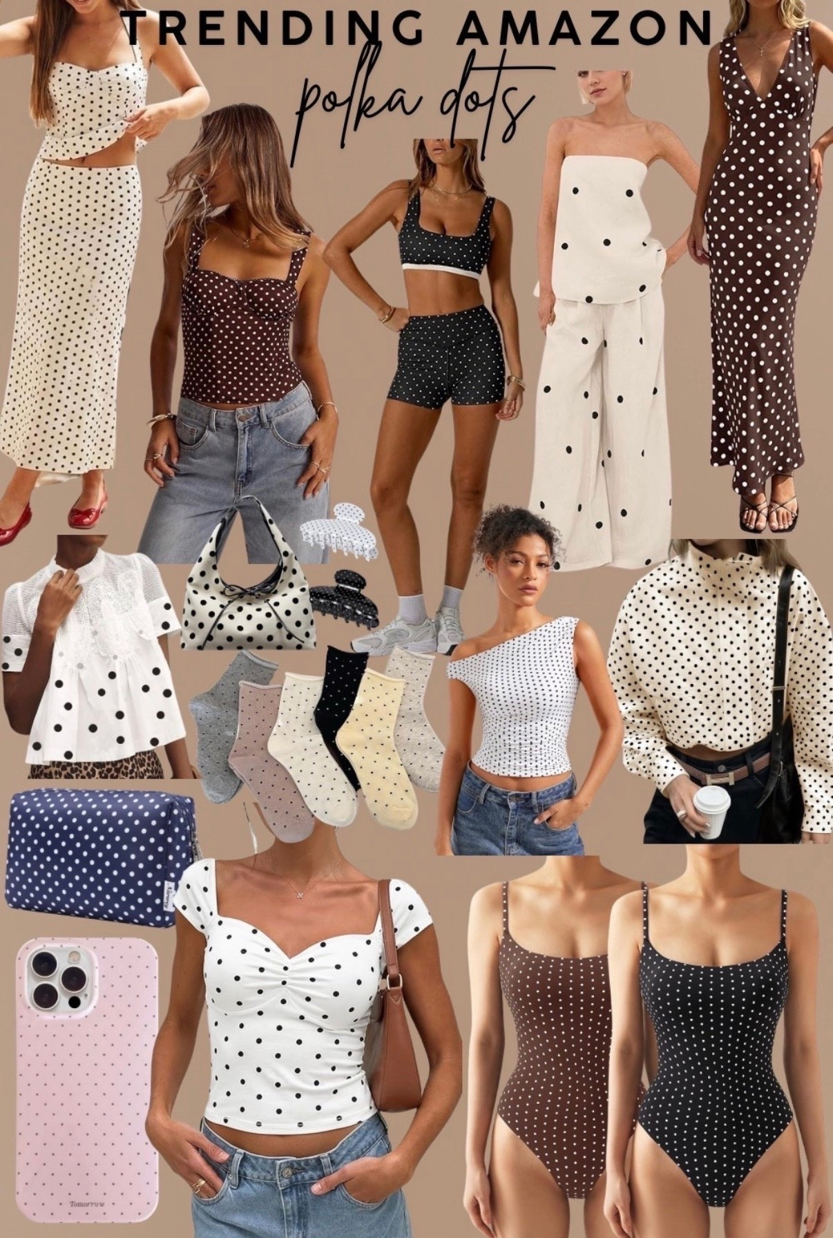 Polka dots are having THE biggest moment right now and Amazon is delivering in the most incredible way!! 🖤🤍


Here’s everything in this collage:
🤍 Cream polka dot cami top and midi skirt set
🤎 Brown polka dot square neck corset top
🖤 Black polka dot sports bra and shorts set
🤍 Cream and black large polka dot strapless top and wide leg pant set
🤎 Brown and white polka dot maxi dress — stunning!!
🤍 White polka dot ruffle sleeve blouse
🖤 Black and white polka dot bikini top
🤍 White polka dot claw clips — set
🧦 Polka dot sheer sock set — multiple colors
🤍 White one shoulder smocked polka dot top
🤍 Cream polka dot oversized sweatshirt
💙 Navy polka dot tech pouch
🩷 Pink polka dot phone case
🤍 White and black polka dot sweetheart cap sleeve top
🤎 Brown and white polka dot one piece swimsuit — obsessed!!


Everything in this collage is under $50 and all linked below!! Tap to shop and tell me which piece is going in your cart first!! 👇🏻🖤🤍






#amazonpolkadot #polkadots #polkadotfashion #polkadotstyle #polkadotdress #polkadotset #polkadotswimsuit #polkadottop #polkadotskirt #polkadotsocks #polkadotbikini #polkadotphone case #trendingamazon #amazonfashion #amazonfinds #amazonoutfit #amazonfashionfinds #amazonstyle #amazonmusthaves #amazontrending #headtotoeamazon #affordablefashion #thelookforless #summerstyle #summerfashion #summeroutfit #summerootd #retrostyle #frenchgirlstyle #vintagestyle #matchingset #twopiece #coordset #maxidress #onepieceswimssuit #summertrendsz #fashiontrends2026 #trendalert #whatstrending #over40style #over40fashion #over40outfits #momstyle #casualchic #summervibes #outfitinspo #fashioninspo #ootd #LTKootd #LTKOver40 #LTKSeasonal #LTKFindsUnder50 #LTKstyletip #LTKswim #LTKfinds #LTKSaleAlert