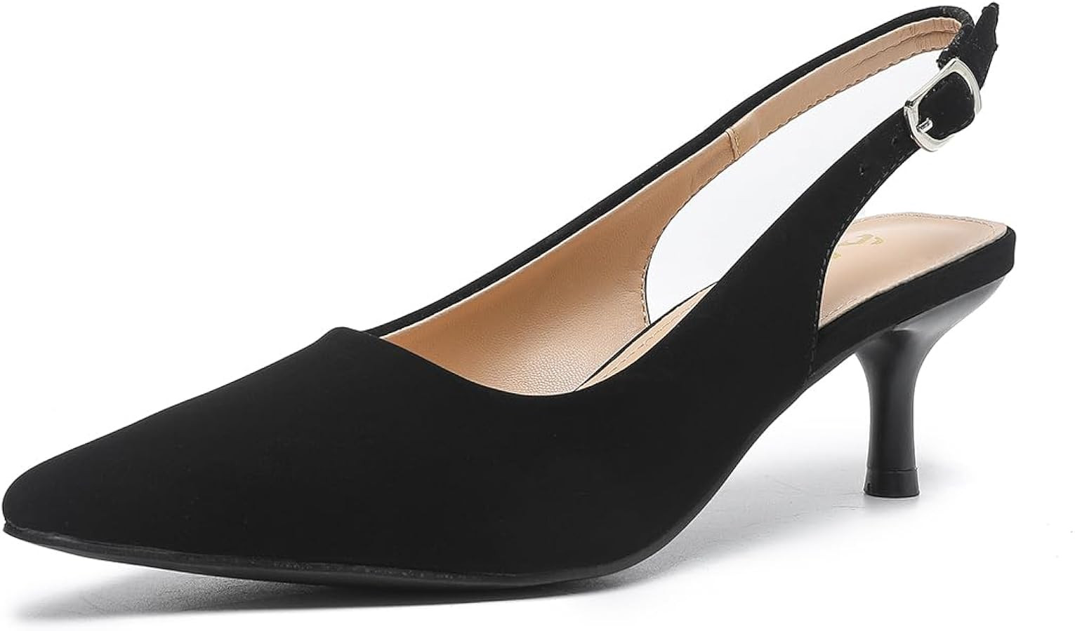 AMOJI Women Low Kitten Heel Slingback Pump Pointed Toe Heeled Sandals 321 | Amazon (CA)