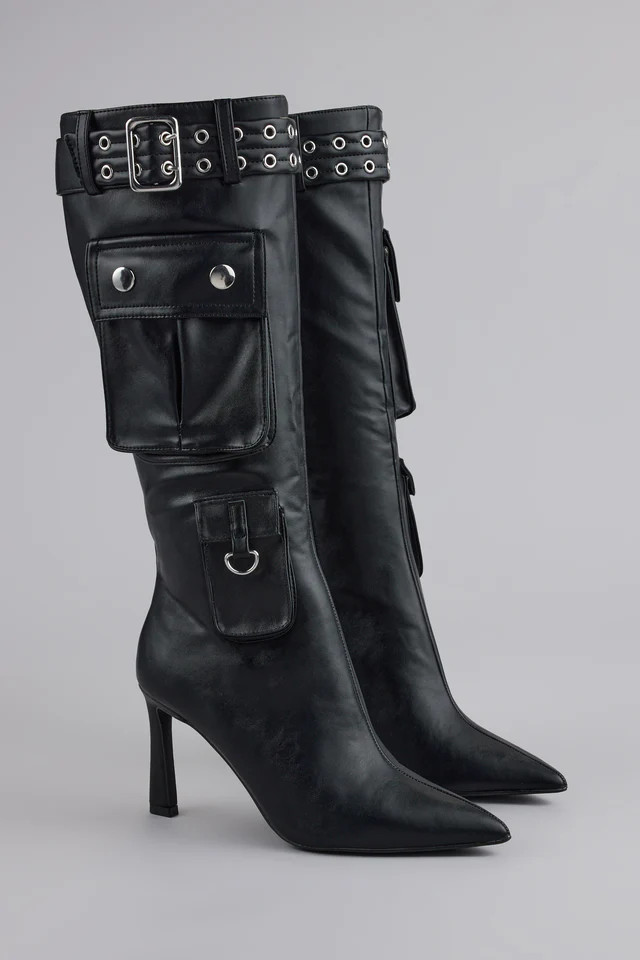 Hot on the Heist Buckled Pocket Stiletto Boots | Windsor Stores