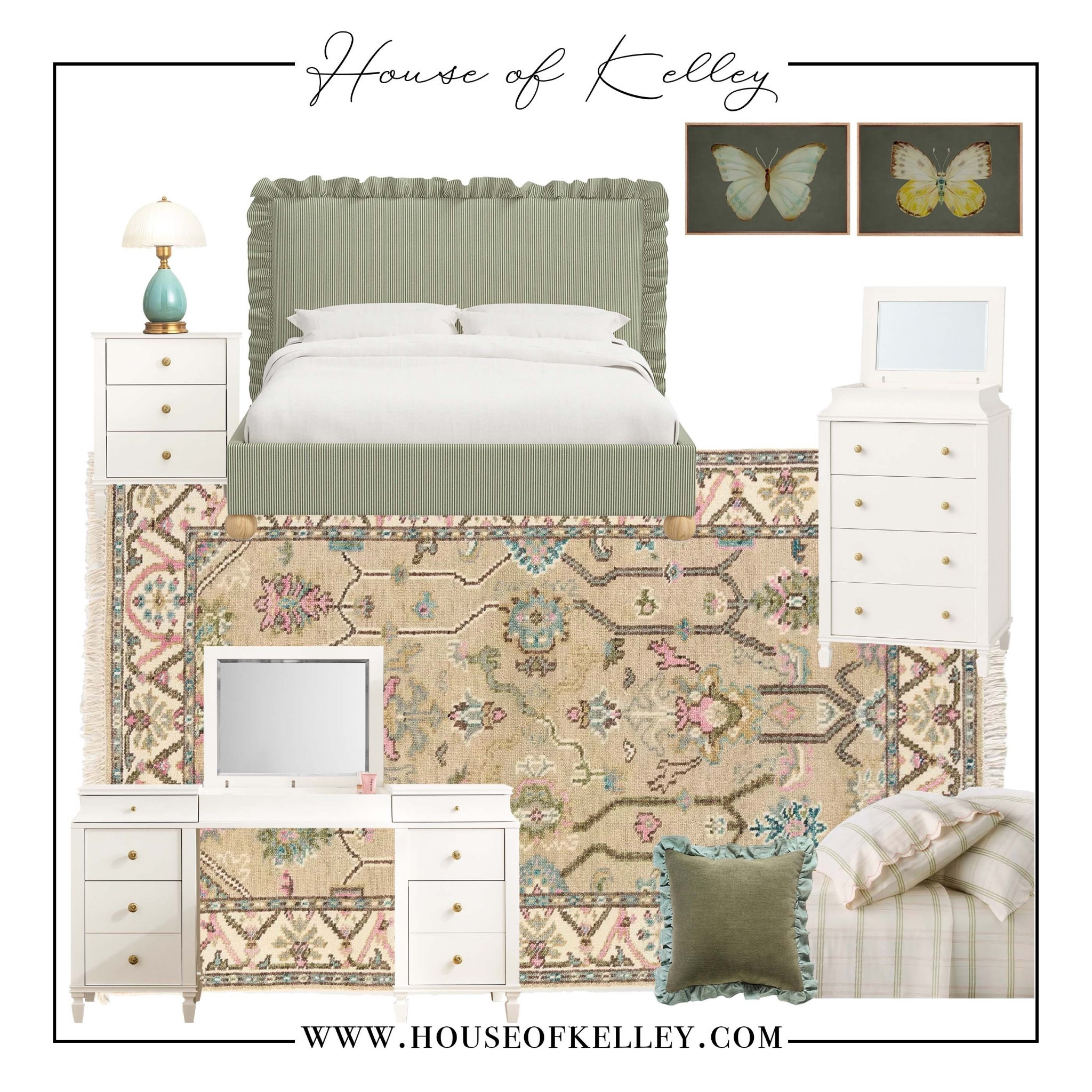 Girl bedroom, teenage girl bedroom, tween bedroom, pink bedroom, green bedroom, pink bedding, floral throw pillow, neutral bedding, pink throw pillows, bumble bee pillows, decorative pillows, velvet bedding,  black bed, iron bed, upholstered bed, bedroom furniture, white furniture, girl furniture, white dresser, Wayfair furniture, white nightstand, green bedroom area rug, floral rug, green rug, bedroom rug, vintage rug, teen rug, girl rug, accent chair, green accent chair, chaise lounge, nightstand lamp, green lamp, blue lamp, pottery barn teen, interior design, interior decorator, bedroom refresh, wall art, butterfly wall art, butterfly painting, Etsy art, Etsy painting, big girl room, girl vanity, vanity mirror, teen furniture, teenager bedroom

#LTKHome #LTKKids #LTKStyleTip