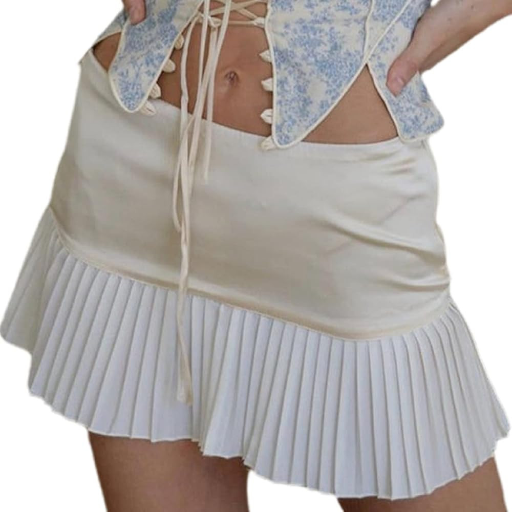 UAURORAO Girls Women Low Waist Mini Skirt Pockets Pencil Skirts Cute Aesthetic Retro Y2k Short Pl... | Amazon (US)