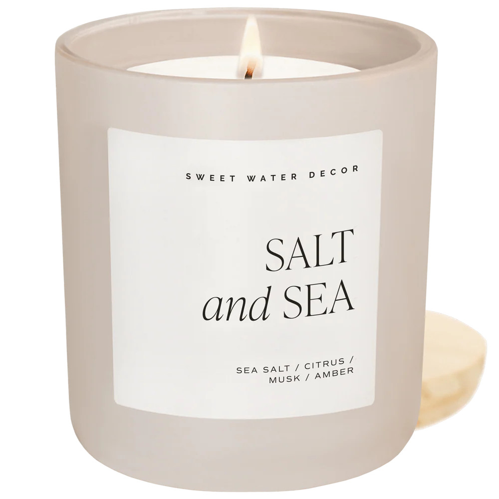 Salt and Sea Soy Candle - Tan Matte Jar - 15 oz - Sweet Water Decor | Sweet Water Decor, LLC