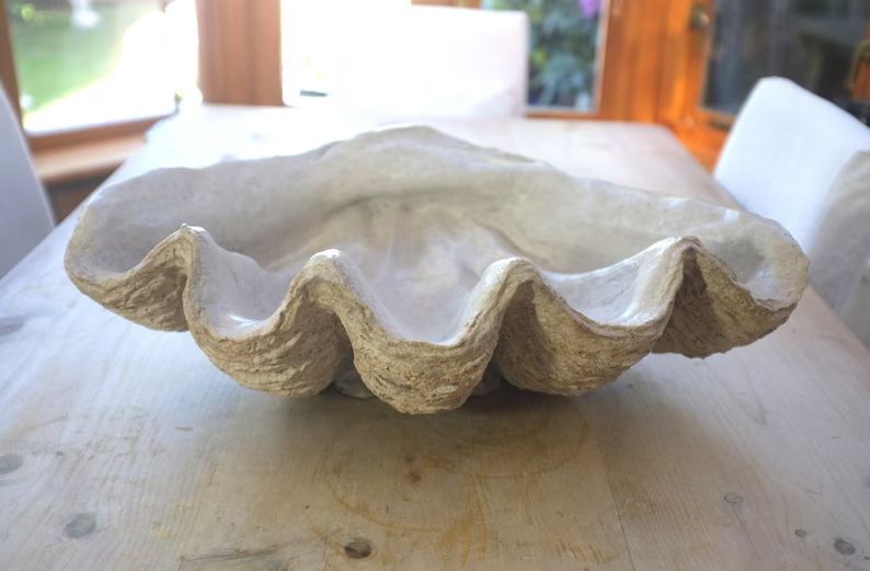 Caramel Giant Clam Shell Stylish Vessel Bowl Handmade Sculpture Art Centrepiece Home Patio Conser... | Etsy (US)