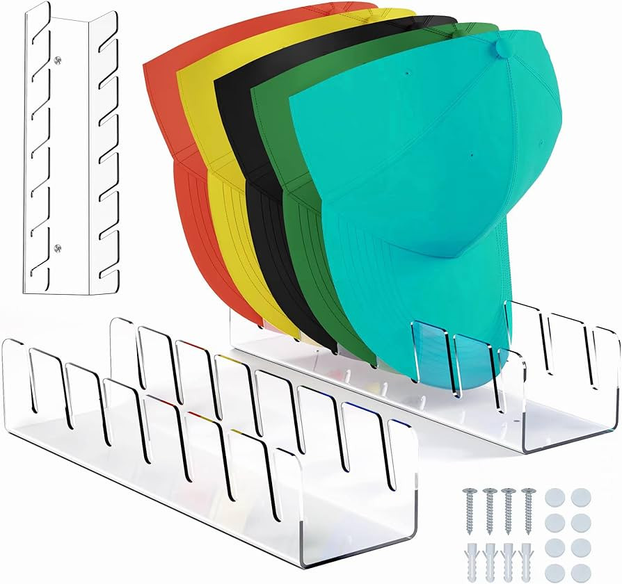 Hat Organizer for Baseball Caps 2024 New Hat Rack, No Install Acrylic Hat Stand for 14 Baseball C... | Amazon (US)