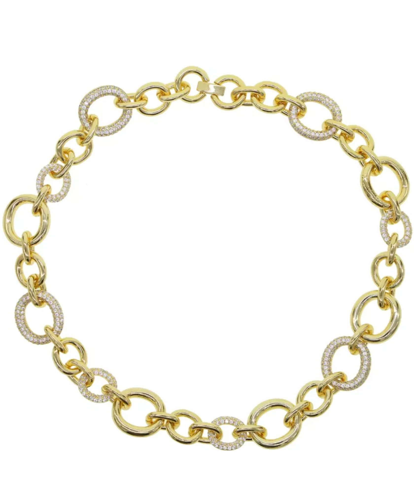 Circular Pave Gold Link Necklace | Accessory Concierge