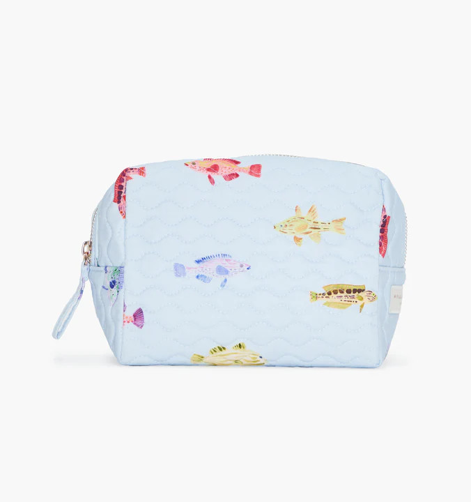 The Mini Quilted Cosmetic Bag | Blue Rainbow Fish | Hill House Home | Hill House Home US
