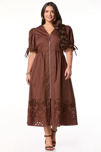 Cato Fashions | Cato Plus Size Embroidered Zip Front Dress | Cato Fashions