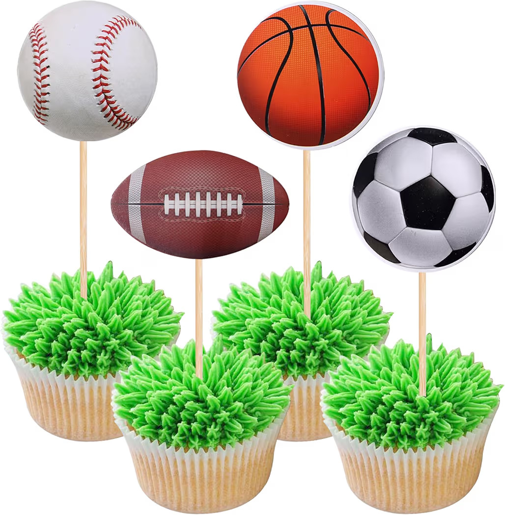 36 PCS Sports Cupcake Toppers Baseball Cupcake Picks Football Soccer Ball ToothPicks Rugby Basket... | Amazon (US)