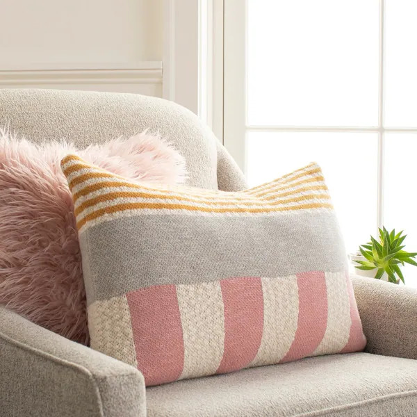 Anaya Knitted Colorblock Lumbar Throw Pillow | Bed Bath & Beyond