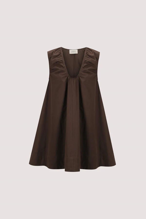 GABBY BITTER CHOC OVERSIZED COTTON MINI DRESS | DISSH