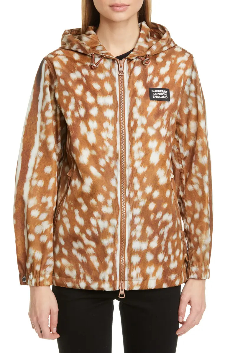 Everton Deer Print Hooded Nylon Jacket | Nordstrom