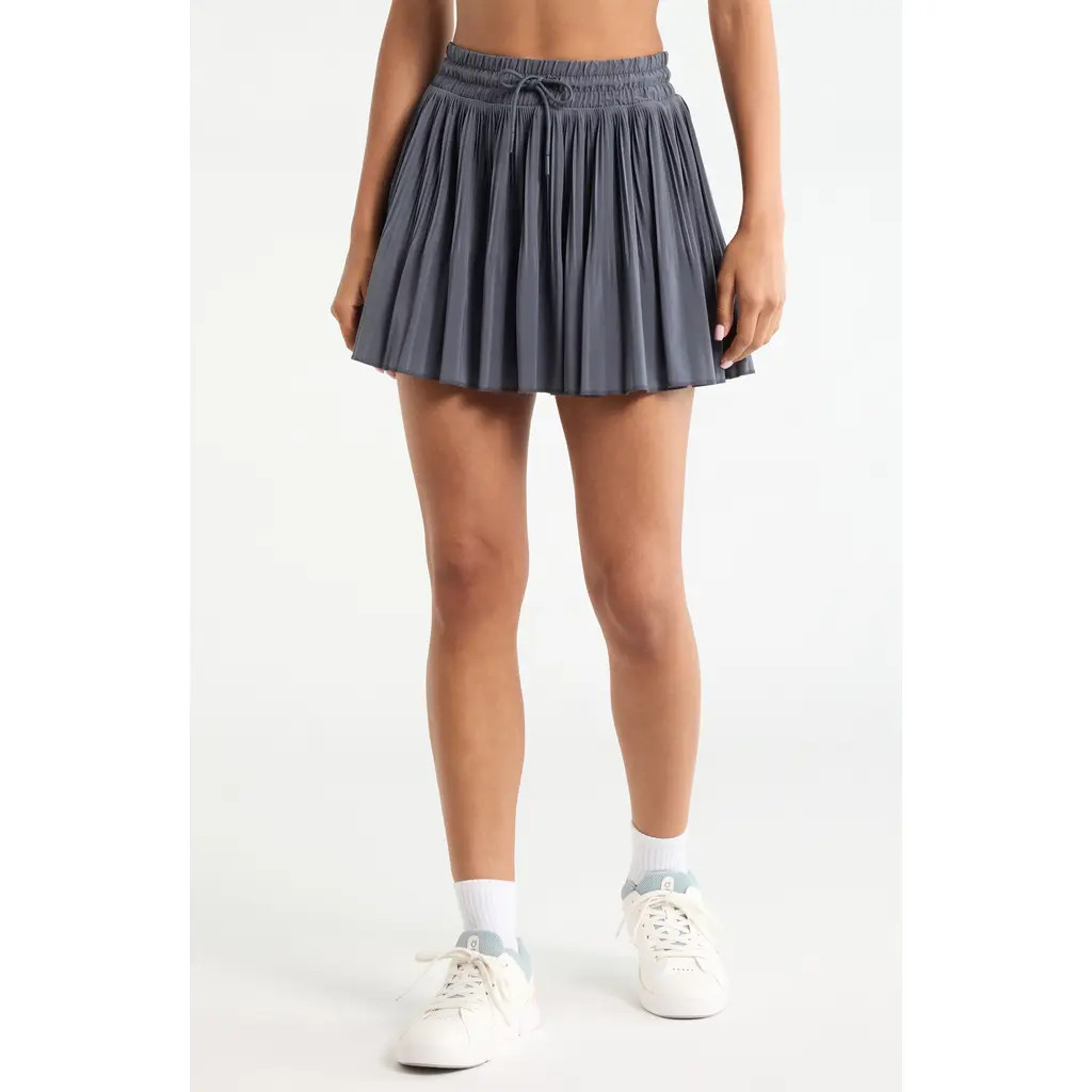 Zella Pleated Drawstring Skirt in Navy Armada at Nordstrom, Size X-Large | Nordstrom