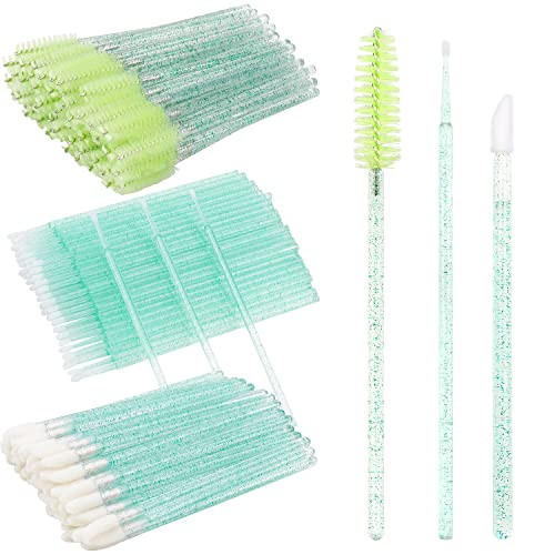 300 Pack Disposable Spoolies Brushes Sets Mascara Wand Lip Brushes Cotton Swab for Eyebrow Eyelash Extension Tattoo Lipstick Applicator(Green) | Amazon (US)