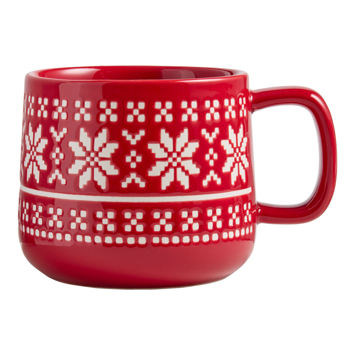 Large Fair Isle Snowflake Mug in Red by World Market | World Market