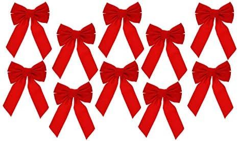 Amazon.com: Celebrate A Holiday Red Velvet Christmas Wreath Bow, Set of 10 - Dimensions of 9" W X... | Amazon (US)