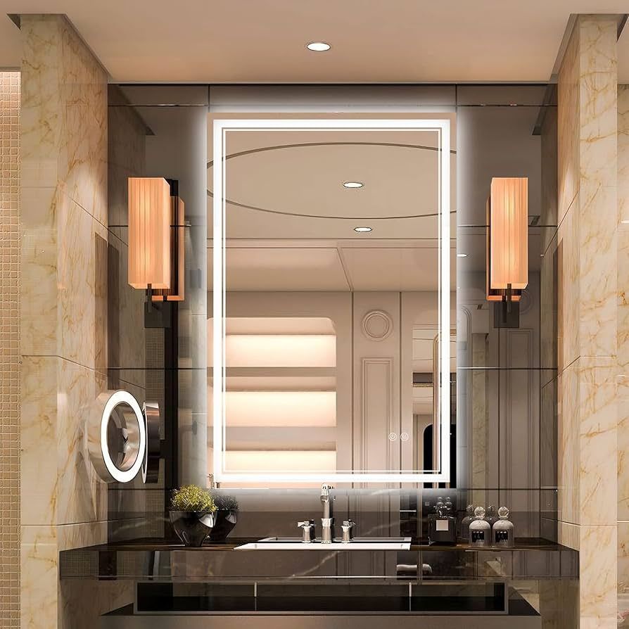 Amazon.com: Gralia 24'' x 36'' LED Bathroom Mirror with Backlit + Front 3 Colors Lights Smart Wal... | Amazon (US)