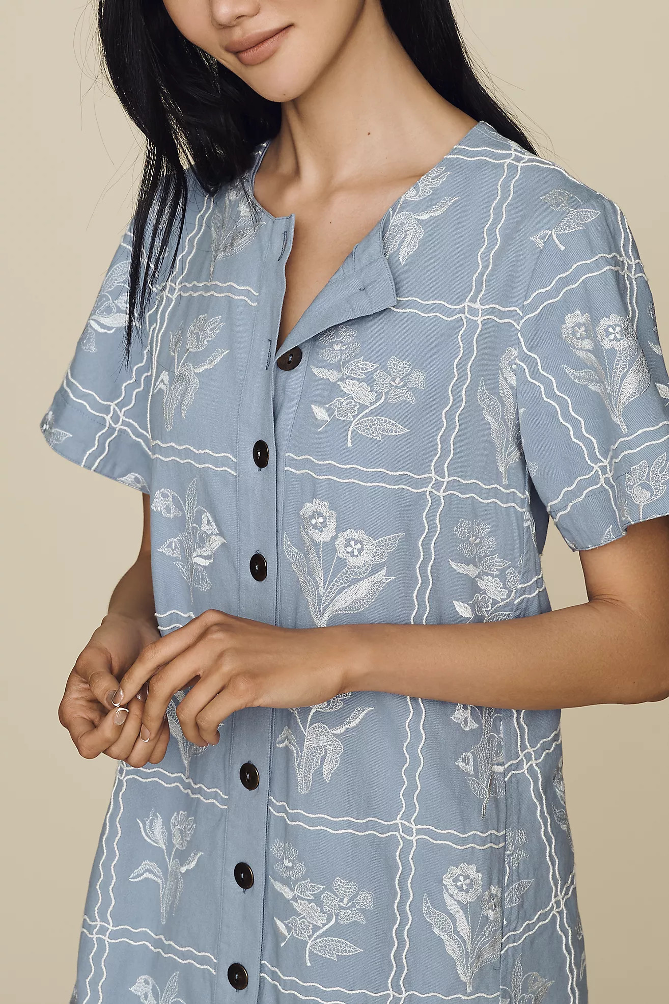 Maeve Pollie Swing Buttondown Mini Dress | Anthropologie (US)