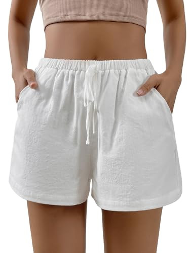 SHENHE Women's Summer Elastic Waist Casual Lounge Beach Loose Shorts with Pockets | Amazon (US)