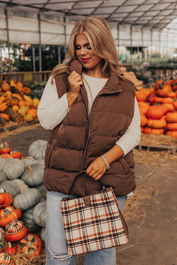 Venture Out Puffer Vest In Chocolate Curves | Impressions Online Boutique