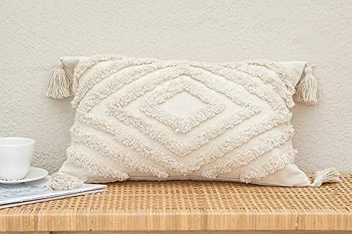 Faycole Morocco Tufted Rectangular Throw Pillow Covers with Tassels Oblong Pillow Cases for Sofa ... | Amazon (US)