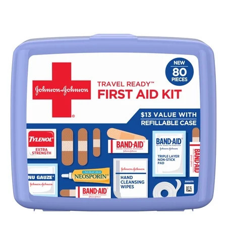 BAND-AID Brand Travel Ready Portable Emergency First Aid Kit, 80 Piece | Walmart (US)