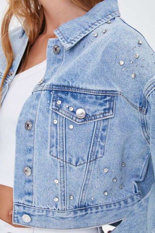 Cropped Faux Gem Denim Jacket | Forever 21 (US)