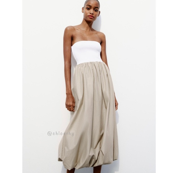 Zara COMBINATION BALLOON DRESS | Poshmark