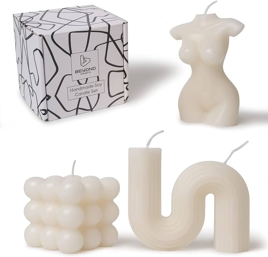 | Natural Soy Wax Decorative Candles | Set of 3 - Includes Women Body Candle + Bubble Cube Candle... | Amazon (US)
