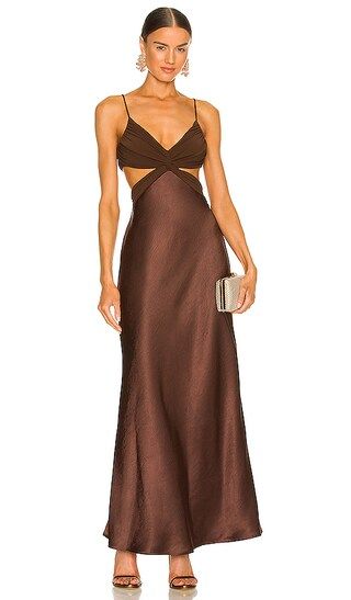 Nadia Twist Maxi Dress in Chocolate | Revolve Clothing (Global)