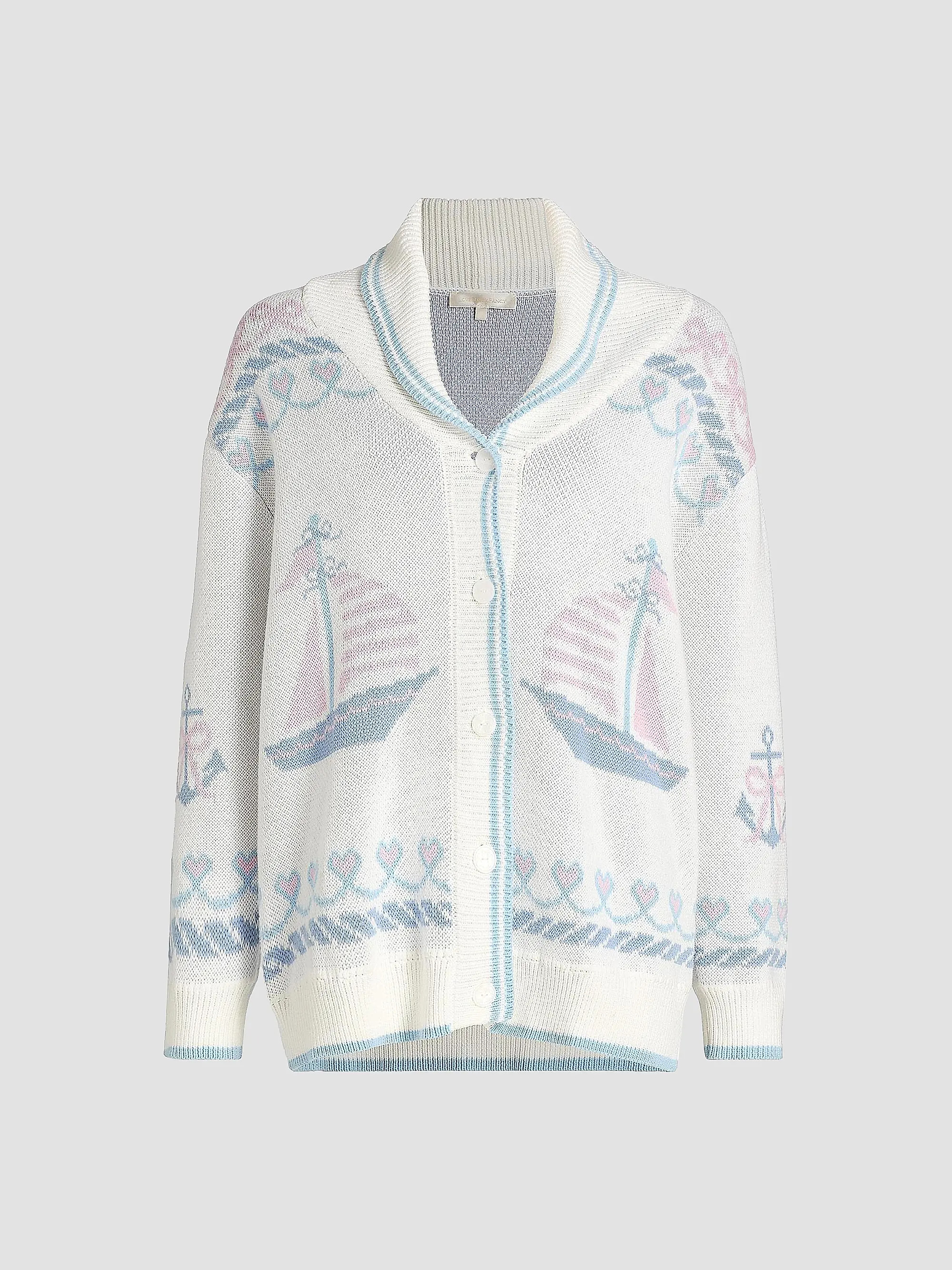 LoveShackFancy Aribella Rib-Knit Nautical Cotton Cardigan | Saks Fifth Avenue | Saks Fifth Avenue