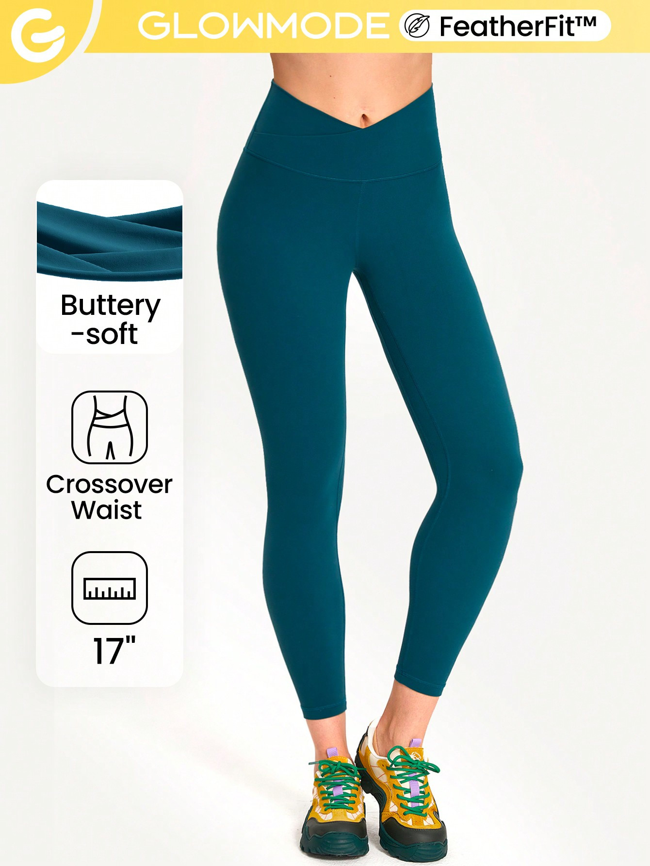 GLOWMODE 24" FeatherFit™ Crossover Leggings | SHEIN
