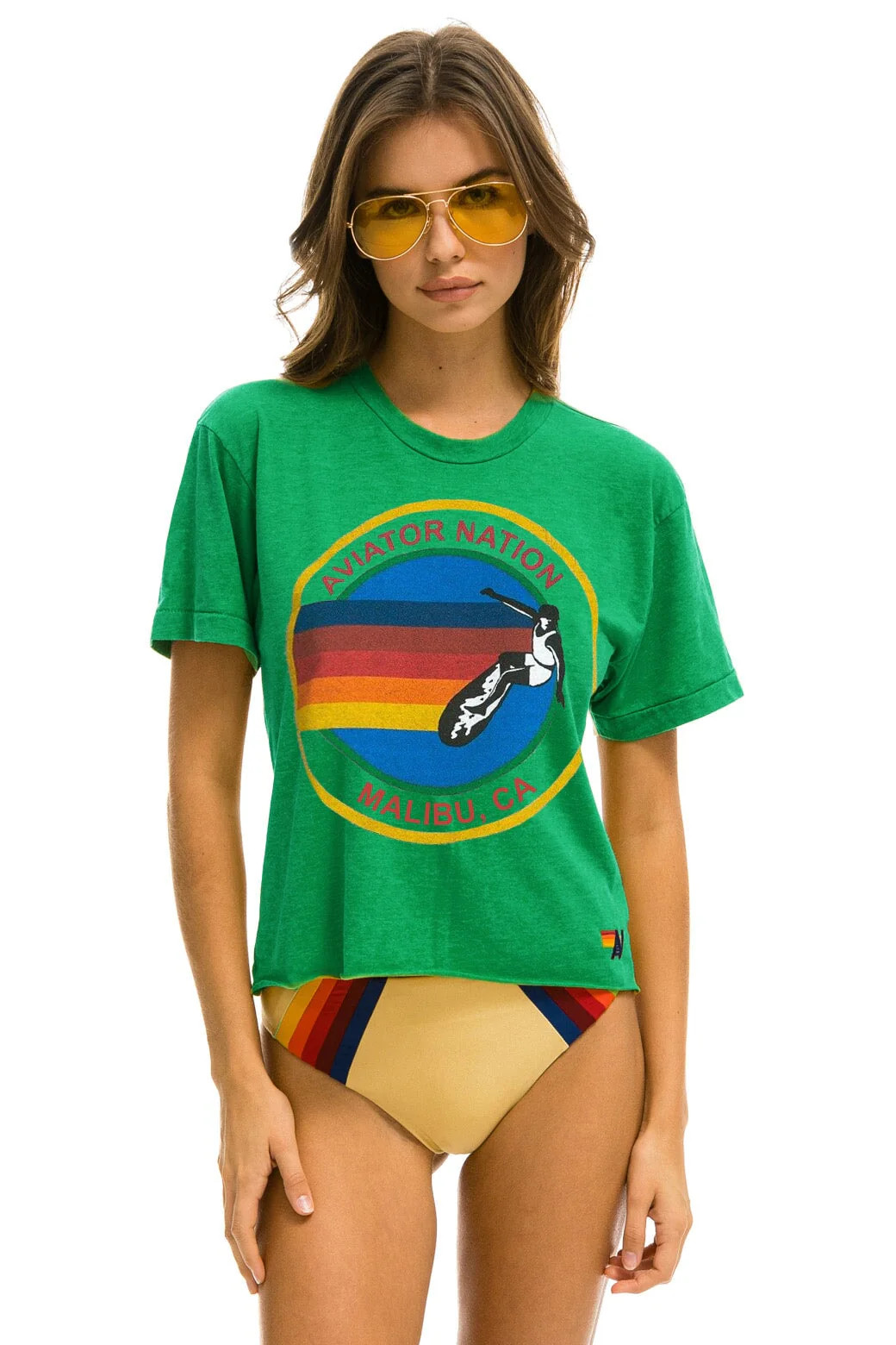 AVIATOR NATION MALIBU BOYFRIEND TEE - KELLY GREEN | Aviator Nation