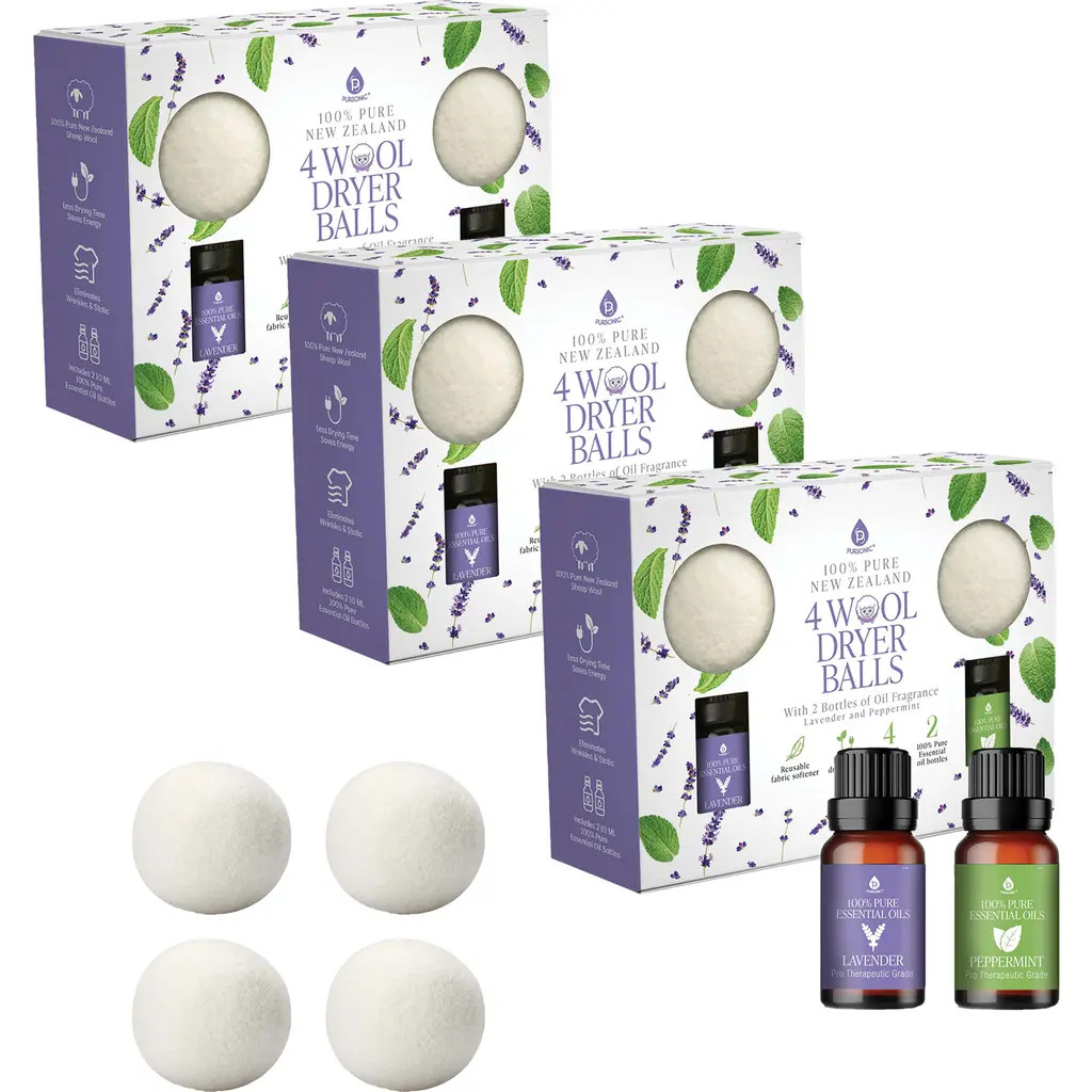 PURSONIC Wool Dryer Balls & Lavender/Peppermint Oils in None at Nordstrom | Nordstrom