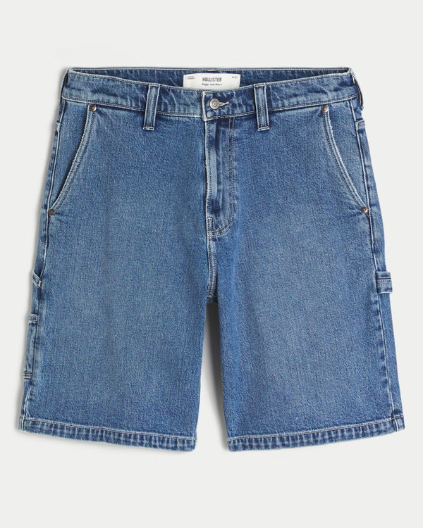 Medium Wash Baggy Denim Shorts | Hollister (US)