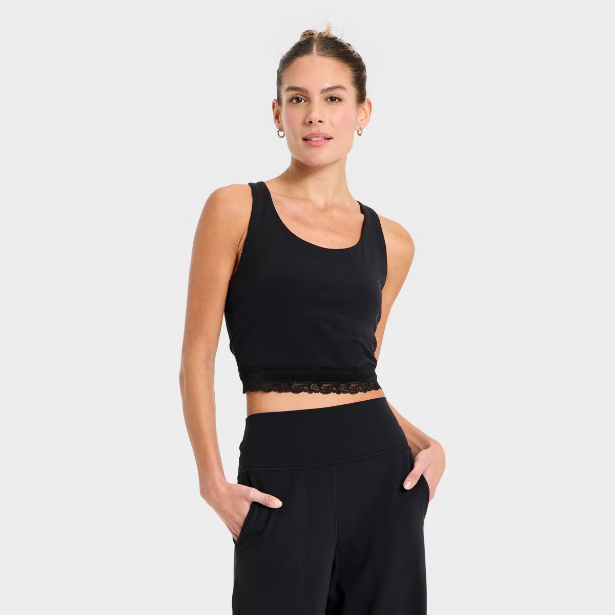 Women's Everyday Soft Lace Trim Racerback Tank Top - All In Motion™ | Target
