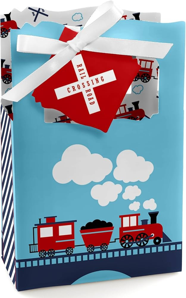 Big Dot of Happiness Railroad Party Crossing - Steam Train Birthday or Baby Shower Favor Boxes Se... | Amazon (US)