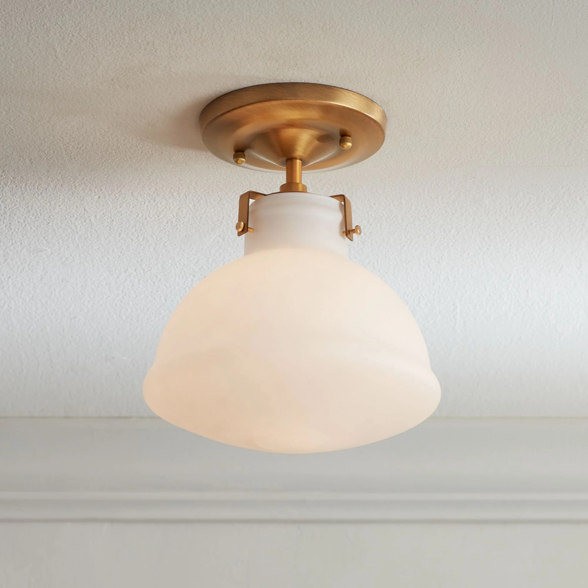 Possini Euro Design Modern Ceiling Light Semi Flush Mount Fixture 9 1/2" Wide Gold Shapely Opal G... | Walmart (US)